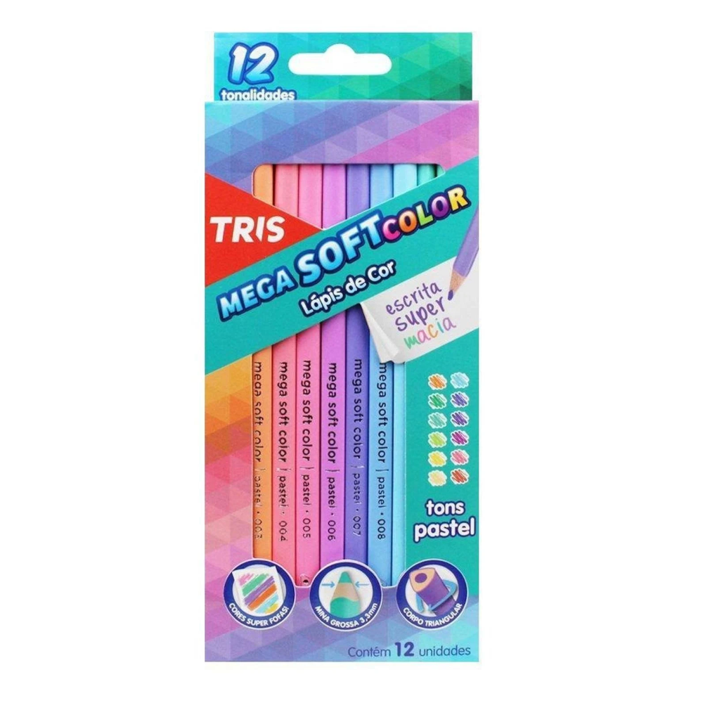 LAPIS DE COR 12 CORES SOFT PASTEL TRIS