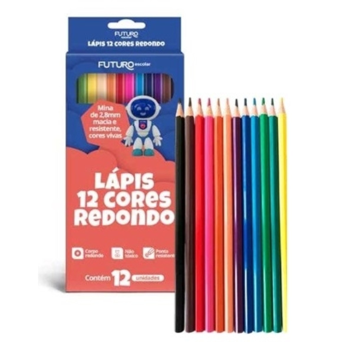 LAPIS DE COR 12 CORES REDONDO FUTURO