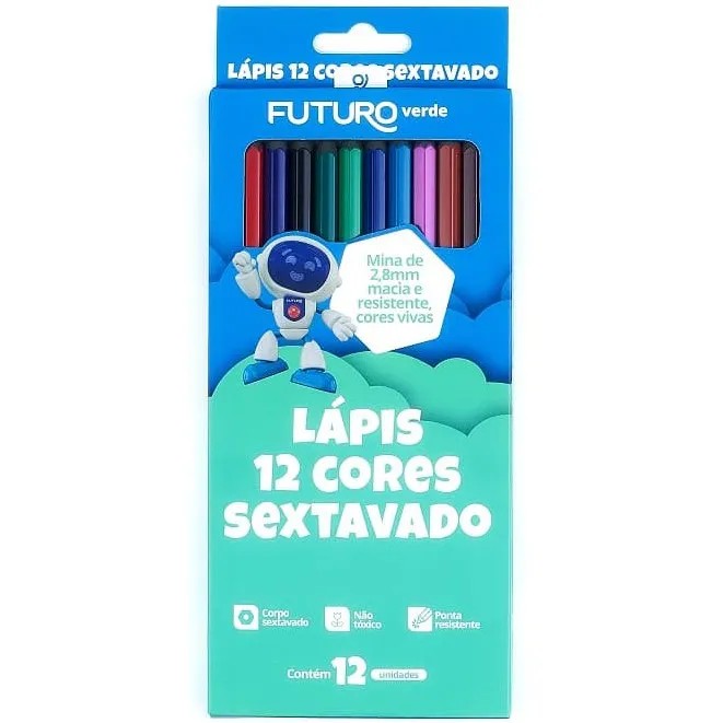 LAPIS DE COR 12 CORES RECICLADO FUTURO