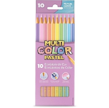 LAPIS DE COR 10 CORES PASTEL MULTICOLOR