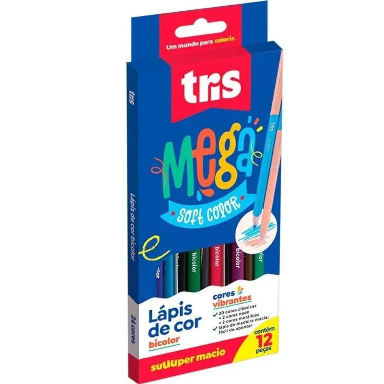 LAPIS DE COR 12 CORES SOFT DUPLO TRIS
