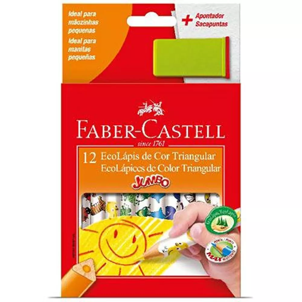 LAPIS DE COR 12 CORES JUMBO FABER 