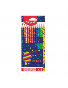 LAPIS DE COR 12 CORES PIXEL PARTY MAPED