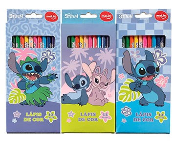LAPIS DE COR 12 CORES STITCH MOLIN