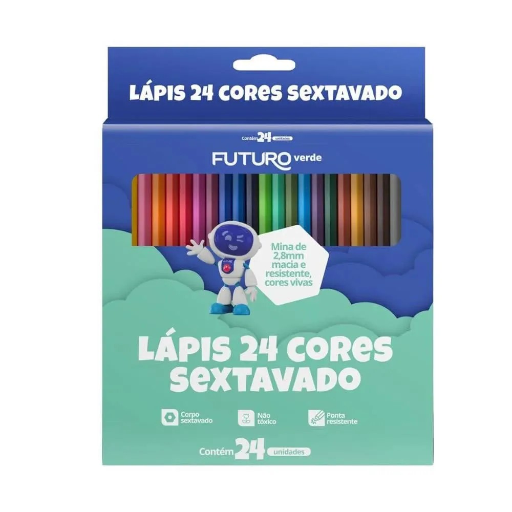LAPIS DE COR 24 CORES RECICLADO FUTURO